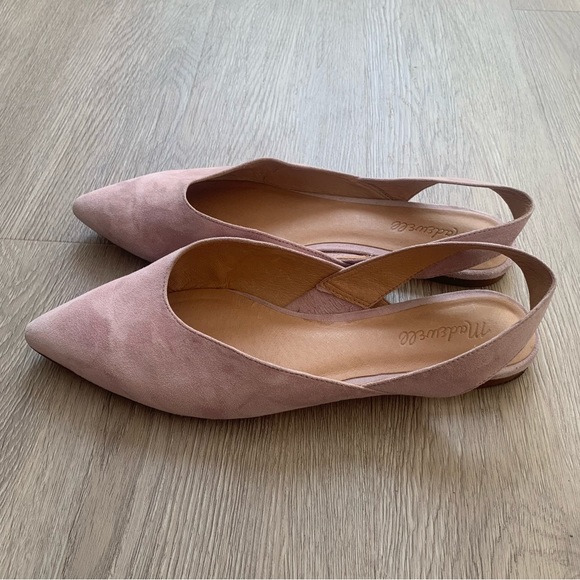 Madewell The Ava Slingback Flat Loafer in Light Pink Soft Suede Leather Flats - Picture 3 of 6